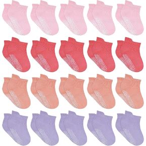 Tphon Toddler Kids Anti Skid Socks, 20 Pairs Boys Socks Kids Ankle Socks Low Cut Half Cushion Socks for Boys Girls