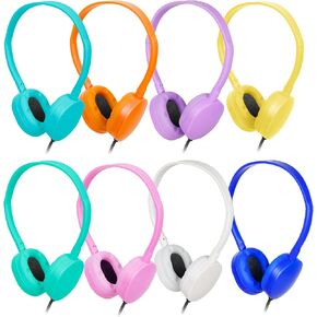 10 Pack Kids Headphones Bulk for Classroom School,Durable Wholesale Wired Headphones for Kids Student Boys Girls Adults,3.5mm Jack for Chromebook Computer (10 Colors)