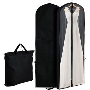 BEISHIDA 71 بوصة حقيبة فستان الزفاف فستان الزفاف حقيبة الملابس مع مقبض حمل حقيبة ملابس السفر للفساتين الطويلة، حقائب الفساتين للفساتين الطويلة، حفلة موسيقية، فستان طويل (أسود، قطعة واحدة) in Kuwait