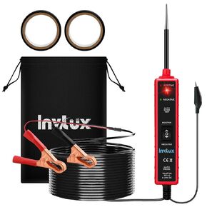 Automotive Car Circuit Tester, 6-24V AC/DC Power Circuit Probe Tester, Automotive Electrical Tester Digital Display Short Circuit Finder for Continuity Testing/Trailer Lights Testing Red