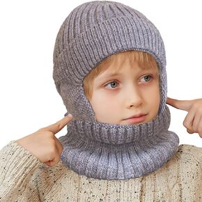 Toddler kids Winter Knit Warm Hat neck Scarf Collar Set for Boys & Girls 3-8 years old knitted fleece lined