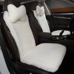 2 Pack Fuzzy Fluffy Fur Sheepskin Car Seat Covers for Auto Soft Cozy Wool Universal Seat Cushion Accessories Automobiles (Black)