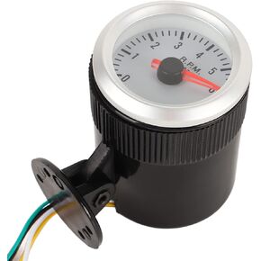 Pointer Tachometer,2in 52mm LED Tachometer Red Pointer White Dial Backlight for 1 4 6 8 Cylinder Gasoline Vehicles