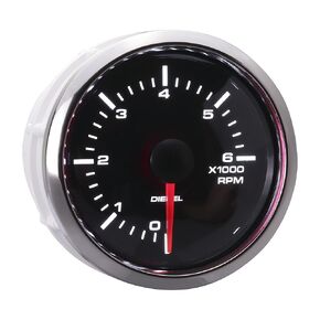 MOTOR METER RACING MGS Series 52mm 2-1/16" Electrical Tachometer 8000 RPM White Dial White & Amber LED Backlit Waterproof for Gasoline Engine Alternator Car Truck Marine Boat