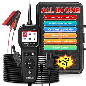 KINGBOLEN ECT600 Automotive Power Circuit Probe Tester with Battery/Relay/Fuel Inject Test, 12-24V Electrical Short/Open Circuit Finder, AC/DC Voltage,Component Activation, Oscilloscope Display,36FT