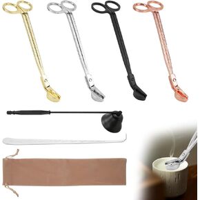 7 عبوات من أدوات تشذيب فتيل الشموع، 4 قاطعات فتيل من الفولاذ المقاوم للصدأ مع 1 مطفأة شموع و1 غطاس فتيل شمعة مع حقيبة تخزين، مجموعة ملحقات الشموع أدوات العناية بالشموع لمحبي الشموع in Kuwait