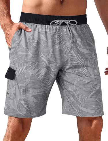BOJIN Mens Swim Trunks 9" Quick Dry Stretch Swim Shorts Mesh Lining Bathing Suits Swimwear Beach Shorts with Pockets in Saudi Arabia