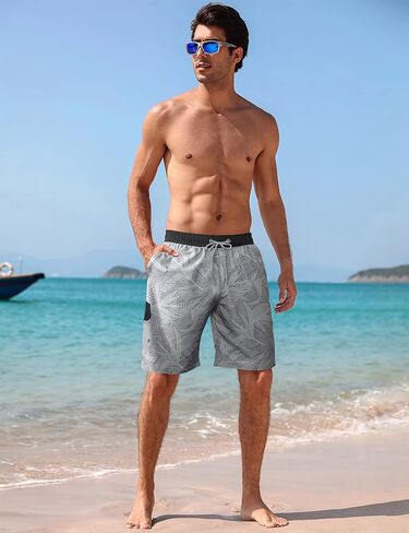 BOJIN Mens Swim Trunks 9" Quick Dry Stretch Swim Shorts Mesh Lining Bathing Suits Swimwear Beach Shorts with Pockets in Saudi Arabia