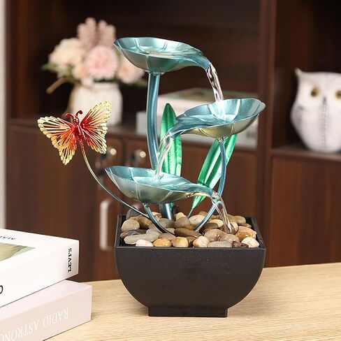 Water Fountain Indoor Waterfall Fountain Tabletop Fountain Lotus Desk Fountains mall Water Fountain Indoor Mini Waterfall Waterfall Iron Home Decor for Office Decoration in Saudi Arabia