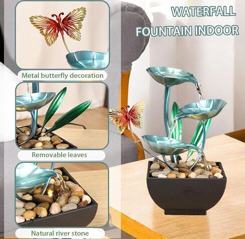 Water Fountain Indoor Waterfall Fountain Tabletop Fountain Lotus Desk Fountains mall Water Fountain Indoor Mini Waterfall Waterfall Iron Home Decor for Office Decoration in Saudi Arabia