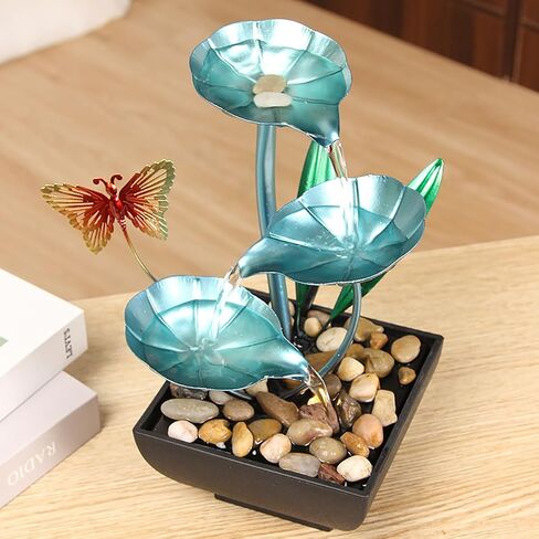 Water Fountain Indoor Waterfall Fountain Tabletop Fountain Lotus Desk Fountains mall Water Fountain Indoor Mini Waterfall Waterfall Iron Home Decor for Office Decoration in Saudi Arabia