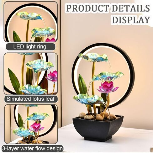 نافورة مياه داخلية شلال نافورة منضدية نافورة مكتب لوتس نافورة مياه مول داخلي شلال صغير شلال حديد ديكور منزلي لتزيين المكتب in Kuwait