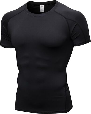 Compression Shirt Men, Short Sleeve Football Basketball Tight Baselayer Undershirts Top for Athletic Running Gym in Kuwait