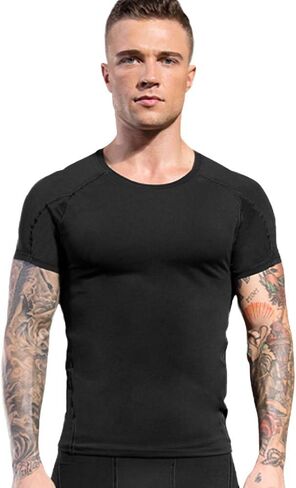 Compression Shirt Men, Short Sleeve Football Basketball Tight Baselayer Undershirts Top for Athletic Running Gym in Kuwait