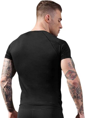 Compression Shirt Men, Short Sleeve Football Basketball Tight Baselayer Undershirts Top for Athletic Running Gym in Kuwait