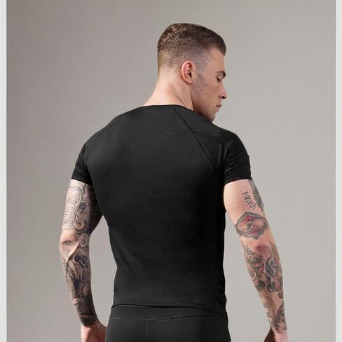 Compression Shirt Men, Short Sleeve Football Basketball Tight Baselayer Undershirts Top for Athletic Running Gym in Kuwait