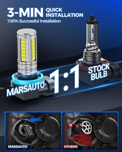 Marsauto H11 H8 Fog Light Bulb 10000LM, 60 Chips Real 360° Illumination H8 H16 Fog Lights, 600% Ultra Bright Strong Penetration, 2024 Upgraded 1:1 Mini Size H8 H11 Fog Bulb for Car, Truck, Pack of 2 in Saudi Arabia
