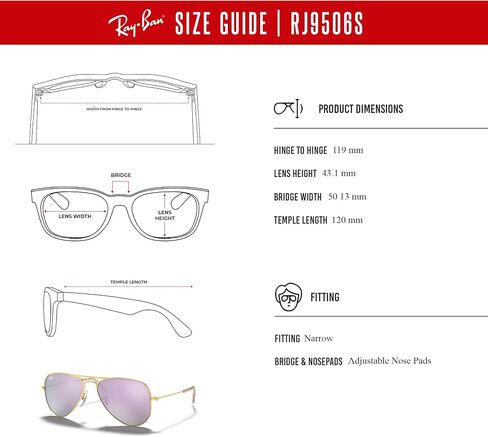 نظارات راي بان جونيور للأطفال Aviator RJ9506S Aviator للأطفال الصغار + حزمة مع مجموعة نظارات iWear المصممة in Saudi Arabia