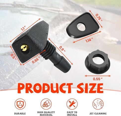 طقم فوهات رش الزجاج الأمامي مكون من قطعتين - طقم فوهات الممسحة الأمامية، بخاخ سائل للزجاج الأمامي، وإكسسوارات خرطوم السيارة وقطع غيار السيارات in Kuwait