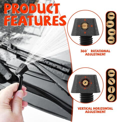 طقم فوهات رش الزجاج الأمامي مكون من قطعتين - طقم فوهات الممسحة الأمامية، بخاخ سائل للزجاج الأمامي، وإكسسوارات خرطوم السيارة وقطع غيار السيارات in Kuwait