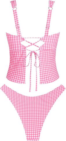 ZAFUL المرأة القماش القطني Ruched Bowknot ديكور مغلق الظهر Tankini مجموعة البطن التحكم 2 قطعة بيكيني المايوه in Kuwait