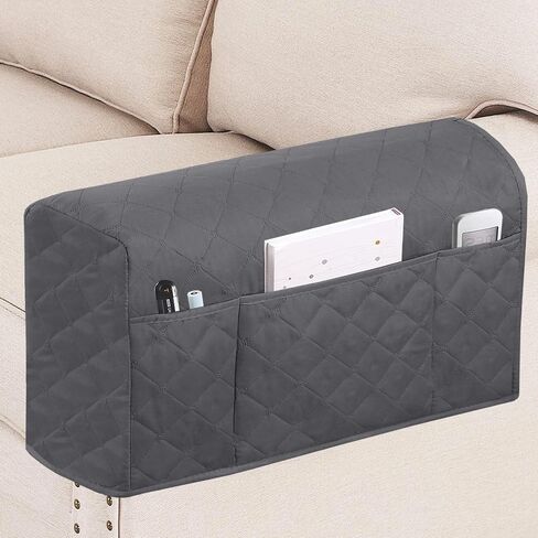 Turquoize 2 Pack Waterproof Armrest Covers for Chairs and Sofas Couch Arm Covers for Sofa Armrest Covers with Side Pocket Anti-Slip Furniture Protector Washable Armrest Slipcovers Set of 2, Gray in Kuwait
