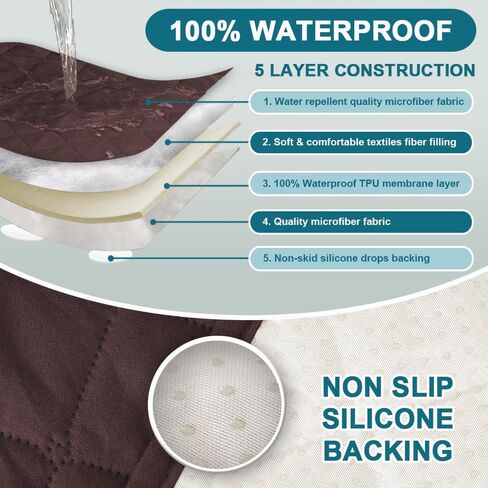 Turquoize 2 Pack Waterproof Armrest Covers for Chairs and Sofas Couch Arm Covers for Sofa Armrest Covers with Side Pocket Anti-Slip Furniture Protector Washable Armrest Slipcovers Set of 2, Gray in Kuwait