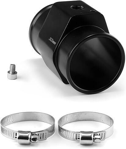 Water Temp Joint Pipe, 36mm Aluminum Radiator Sensor Adapter with 2 Hose Clamps, Universal Water Temp Meter Temperature Gauge Joint Pipe Adapter Connector, Car Accessories in Saudi Arabia