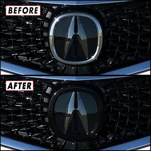 SlickMod Chrome Delete Blackout Vinyl Overlay for 2018-2020 Acura TLX Front Emblem Ring (Gloss Black) in Kuwait