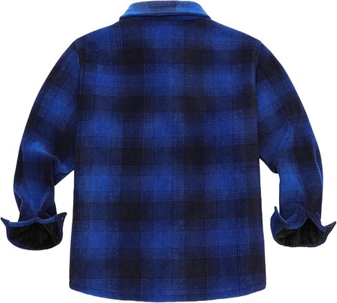 Boys Flannel Shirts,Long Sleeve Warm Sherpa Fleece Buffalo Plaid Button Down Shirt Jackets in Kuwait