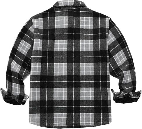 Boys Flannel Shirts,Long Sleeve Warm Sherpa Fleece Buffalo Plaid Button Down Shirt Jackets in Kuwait