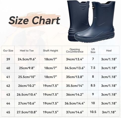 jessie Rubber Boots for Men Waterproof Rain Boots Non-slip Garden Boots Mid Calf Muck Work Fishing Shoes for Yard Farm Outdoor Work in Saudi Arabia