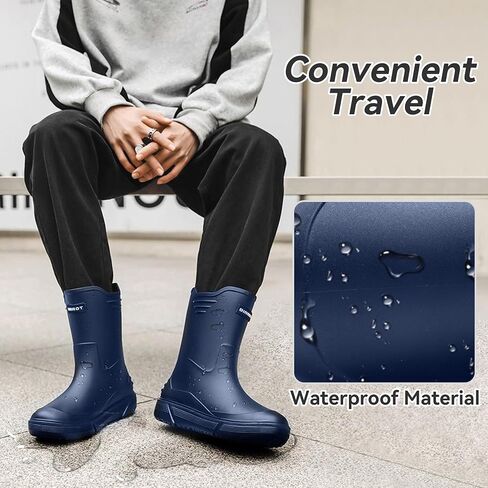 jessie Rubber Boots for Men Waterproof Rain Boots Non-slip Garden Boots Mid Calf Muck Work Fishing Shoes for Yard Farm Outdoor Work in Saudi Arabia