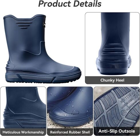 jessie Rubber Boots for Men Waterproof Rain Boots Non-slip Garden Boots Mid Calf Muck Work Fishing Shoes for Yard Farm Outdoor Work in Saudi Arabia