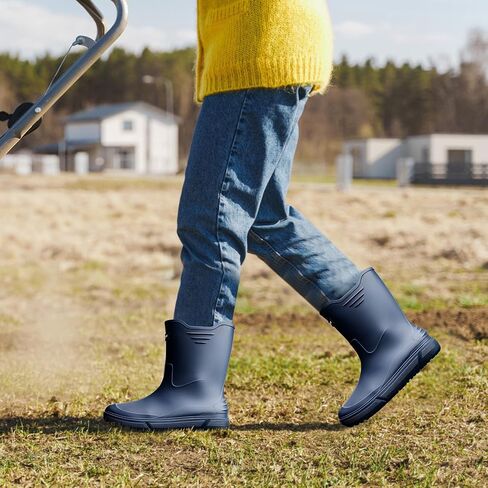 jessie Rubber Boots for Men Waterproof Rain Boots Non-slip Garden Boots Mid Calf Muck Work Fishing Shoes for Yard Farm Outdoor Work in Saudi Arabia
