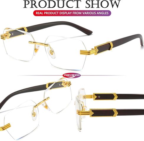 AIEYEZO Retro Rimless Sunglasses Rectangle Unisex Vintage Frameless Sun Glasses Fashion Square Tinted Glasses in Kuwait