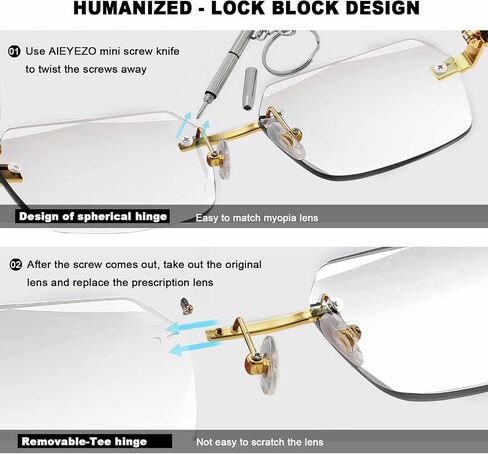 AIEYEZO Retro Rimless Sunglasses Rectangle Unisex Vintage Frameless Sun Glasses Fashion Square Tinted Glasses in Kuwait