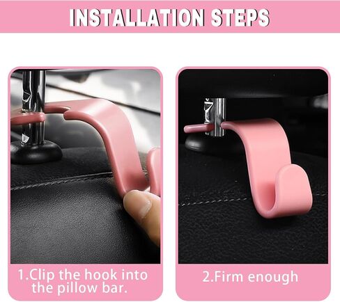 Car Seat Headrest Hook, 4 Pack Auto Seat Hanger Storage Organizer for Purse Handbag Coats Grocery Bags, Automotive Interior Accessories, Universal Vehicle Backseat Hanging Hook (4, Black) in Kuwait