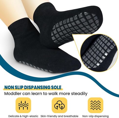 SkiBeaut Toddlers Socks Kids Grip Boy Girl Non Slip Skid Sticky Grippers 12 Pack Kid Slipper Toddler Socks Age 1-7 in Saudi Arabia