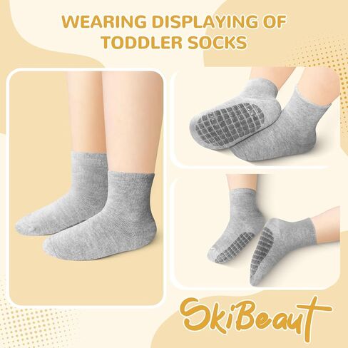 SkiBeaut Toddlers Socks Kids Grip Boy Girl Non Slip Skid Sticky Grippers 12 Pack Kid Slipper Toddler Socks Age 1-7 in Saudi Arabia