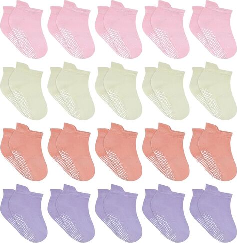 جوارب Tphon للأطفال الصغار مضادة للانزلاق، 20 زوجًا من الجوارب للأولاد جوارب للكاحل منخفضة القطع نصف وسادة للأولاد والبنات in Kuwait