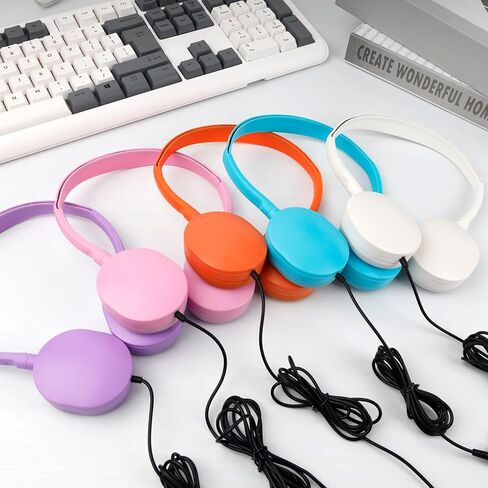 10 Pack Kids Headphones Bulk for Classroom School,Durable Wholesale Wired Headphones for Kids Student Boys Girls Adults,3.5mm Jack for Chromebook Computer (10 Colors) in Kuwait