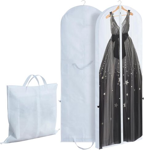 BEISHIDA 71" Wedding Dress Bag Bridal Wedding Gown Dress Garment Bag with Carry Handle Travel Garment Bag for Dresses Long,Dress Bags for Gowns Long,Prom,Long Dress(Black,1pcs) in Saudi Arabia