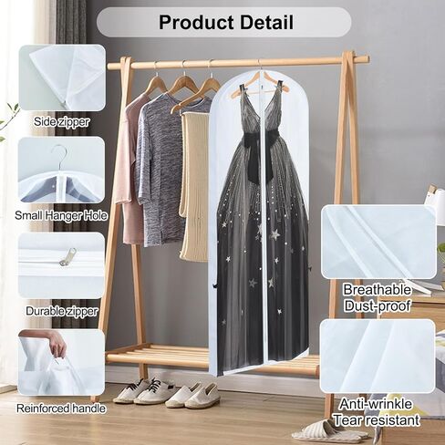 BEISHIDA 71" Wedding Dress Bag Bridal Wedding Gown Dress Garment Bag with Carry Handle Travel Garment Bag for Dresses Long,Dress Bags for Gowns Long,Prom,Long Dress(Black,1pcs) in Saudi Arabia