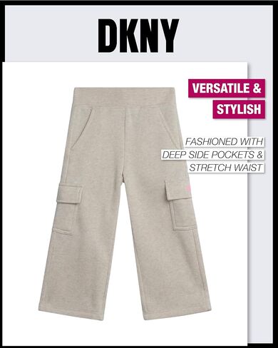 DKNY Girls Pants Set, 3 Piece Fleece Zip Hoodie, Jogger and Graphic Tee | Versatile Three Pieces, Elastic Waist Joggers and Soft Graphic Tee and warm fleece Zip up hoodie, Everyday Ready in Saudi Arabia