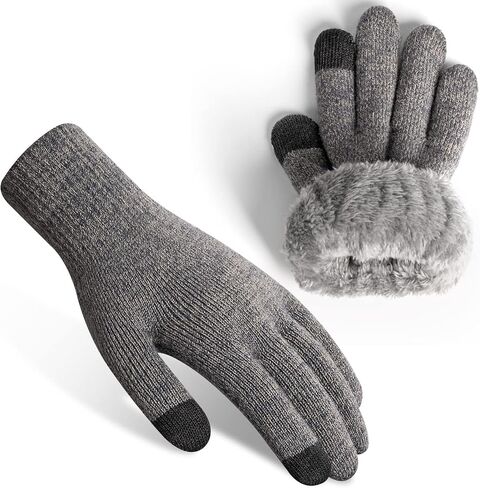 Rahhint Wool Winter Gloves Men Women Fleece lined Knit Gloves with Touchscreen Fingers Insulated Gloves Keep Hand Warm Gift in Kuwait