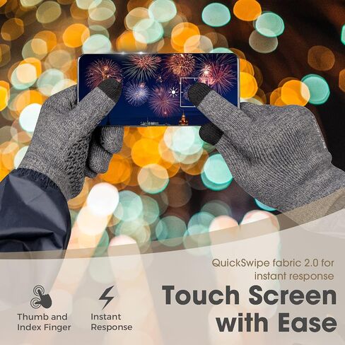Rahhint Wool Winter Gloves Men Women Fleece lined Knit Gloves with Touchscreen Fingers Insulated Gloves Keep Hand Warm Gift in Kuwait