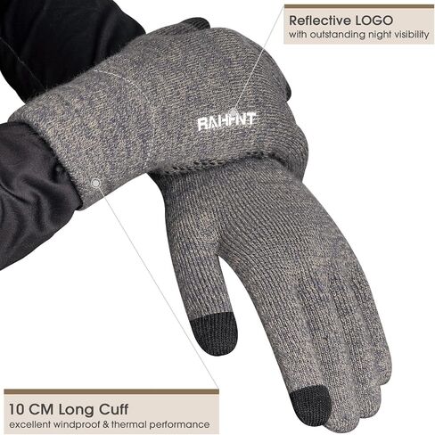 Rahhint Wool Winter Gloves Men Women Fleece lined Knit Gloves with Touchscreen Fingers Insulated Gloves Keep Hand Warm Gift in Kuwait