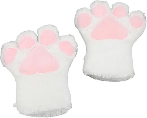 Cosplay Animal Cat Wolf Dog Fox Paws Claws Gloves Costume Halloween Plush Fluffy Bear Claw Winter Warm Gloves For Women Men in Saudi Arabia