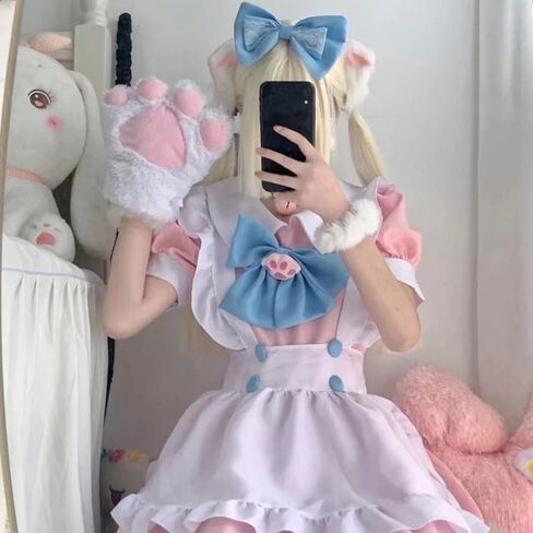 Cosplay Animal Cat Wolf Dog Fox Paws Claws Gloves Costume Halloween Plush Fluffy Bear Claw Winter Warm Gloves For Women Men in Saudi Arabia